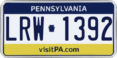 PA license plate LRW1392