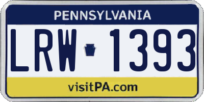 PA license plate LRW1393