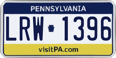 PA license plate LRW1396