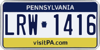 PA license plate LRW1416