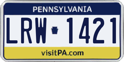 PA license plate LRW1421
