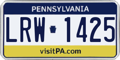 PA license plate LRW1425