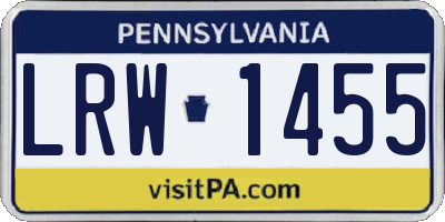 PA license plate LRW1455