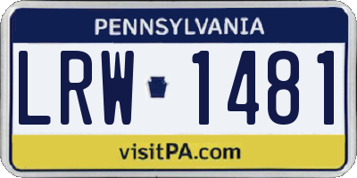 PA license plate LRW1481