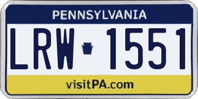 PA license plate LRW1551