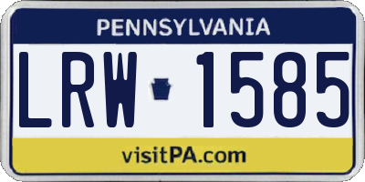 PA license plate LRW1585