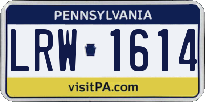 PA license plate LRW1614