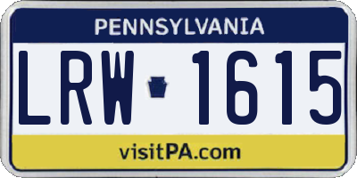 PA license plate LRW1615