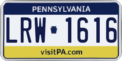 PA license plate LRW1616