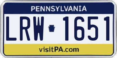PA license plate LRW1651