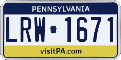 PA license plate LRW1671