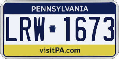 PA license plate LRW1673