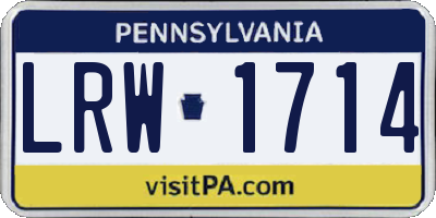 PA license plate LRW1714