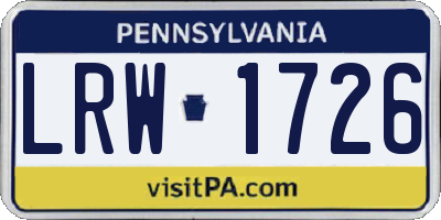 PA license plate LRW1726