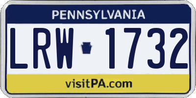 PA license plate LRW1732
