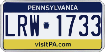 PA license plate LRW1733