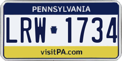 PA license plate LRW1734