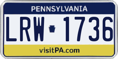 PA license plate LRW1736