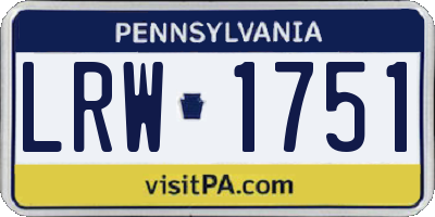 PA license plate LRW1751