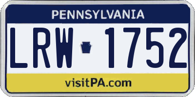 PA license plate LRW1752