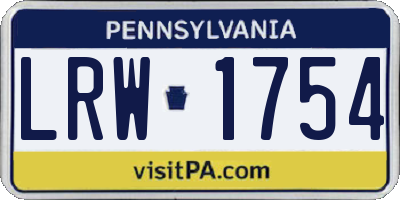 PA license plate LRW1754
