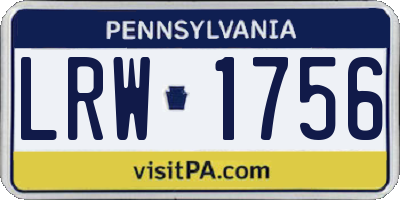 PA license plate LRW1756