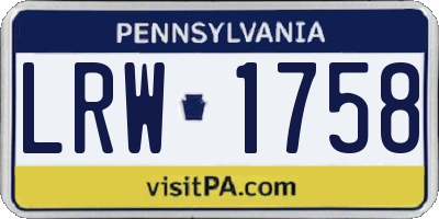 PA license plate LRW1758