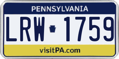 PA license plate LRW1759