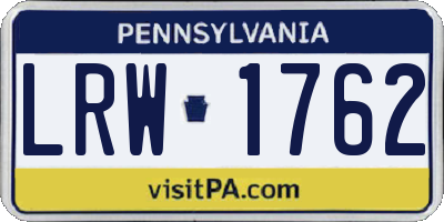 PA license plate LRW1762