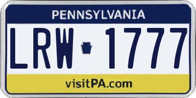 PA license plate LRW1777