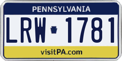 PA license plate LRW1781