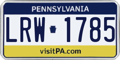 PA license plate LRW1785