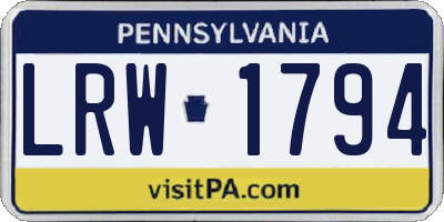 PA license plate LRW1794