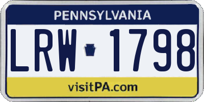 PA license plate LRW1798