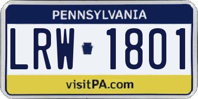 PA license plate LRW1801