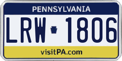 PA license plate LRW1806
