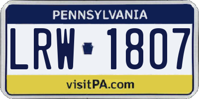 PA license plate LRW1807