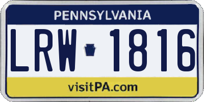 PA license plate LRW1816