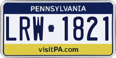 PA license plate LRW1821