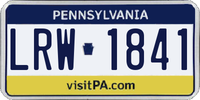 PA license plate LRW1841
