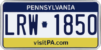 PA license plate LRW1850