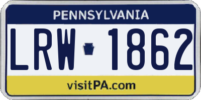 PA license plate LRW1862