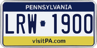 PA license plate LRW1900