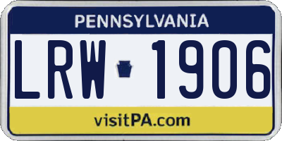 PA license plate LRW1906