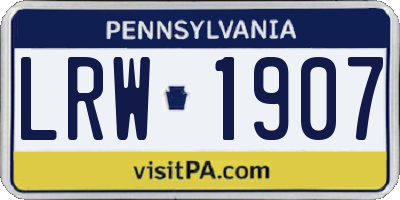 PA license plate LRW1907