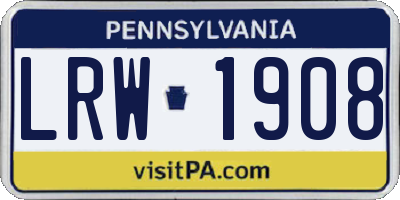 PA license plate LRW1908