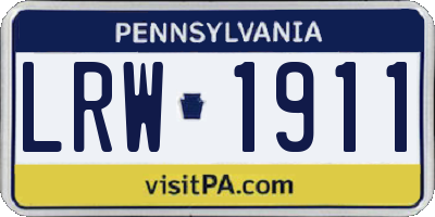 PA license plate LRW1911