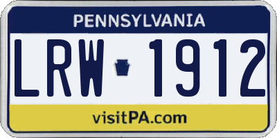 PA license plate LRW1912
