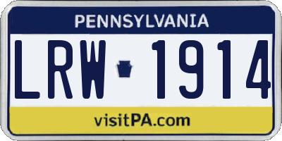 PA license plate LRW1914