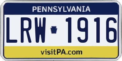 PA license plate LRW1916